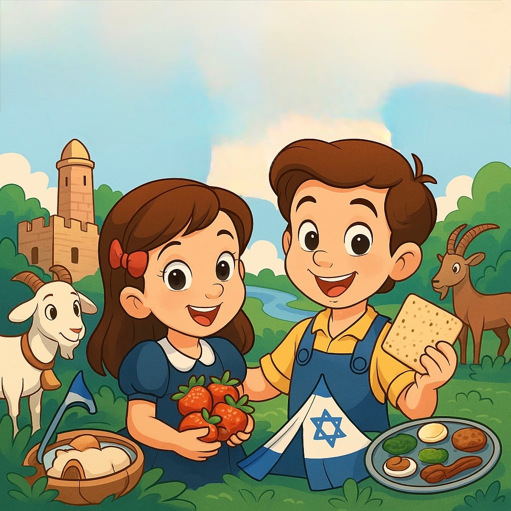 אילוסטרציה של ילדים אוכלים מצה